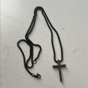 Black Cross Pendant Necklace